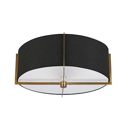 Dainolite Preston 3 Light 15" Wide Semi-Flush Drum Ceiling Fixture Aged Brass / Black