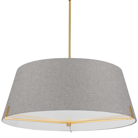 Dainolite Preston 4 Light 33" Wide Pendant with Tapered Shade Aged Brass / Grey