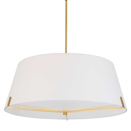 Dainolite Preston 4 Light 33" Wide Tapered Shade Pendant Aged Brass / White