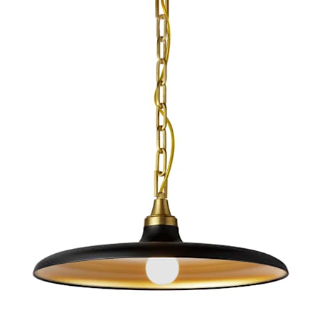 Dainolite Quentin 18" Wide Pendant Matte Black / Aged Brass / Gold