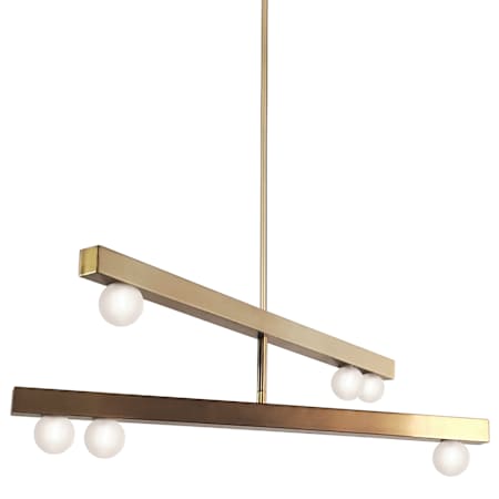 Dainolite Raleigh 6 Light 30" Wide Abstract Chandelier with White Glass Shades Aged Brass / White