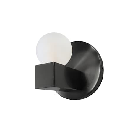 Dainolite Raleigh 5" Tall Bathroom Sconce with White Glass Shade Matte Black / White