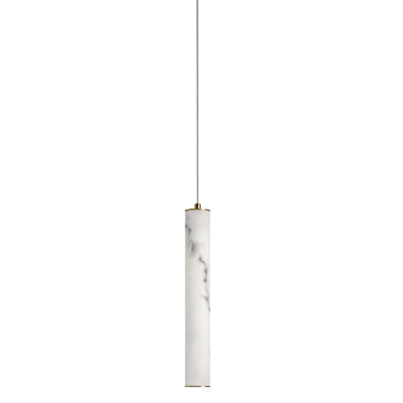 Dainolite Reuben 3" Wide LED Mini Pendant with Faux Alabaster Shade White / Aged Brass