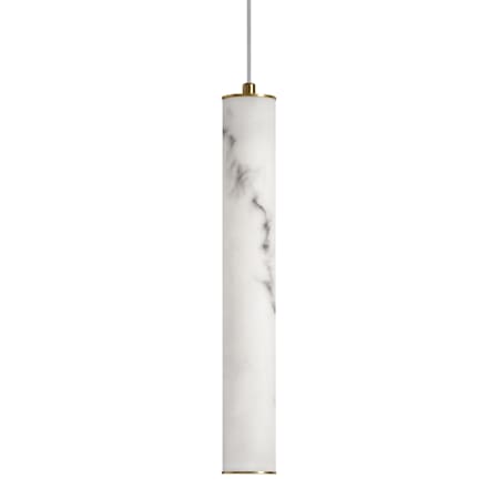 Dainolite Reuben 3" Wide LED Mini Pendant with Faux Alabaster Shade White / Aged Brass