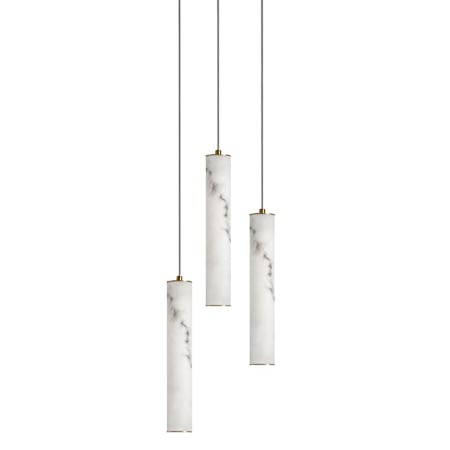 Dainolite Reuben 12" Wide LED Multi Light Pendant White / Aged Brass