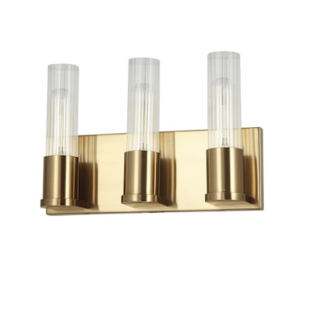Dainolite Tube 3 Light 13" Wide Vanity Light Aged Brass