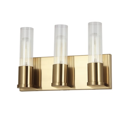 Dainolite Tube 3 Light 13" Wide Vanity Light Aged Brass