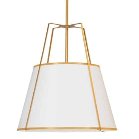 Dainolite 4 Light Trapezoid Pendant White Shade w/ White Fabric Diffuser Gold