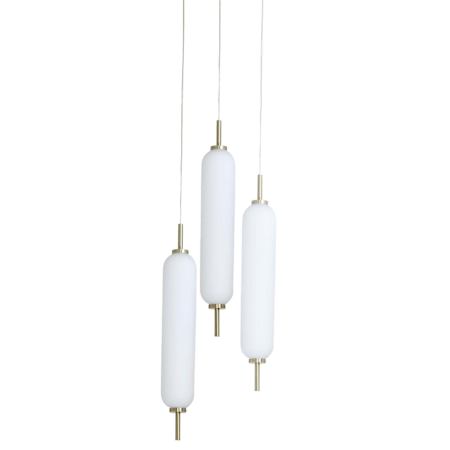 Dainolite Typha 12" Wide LED Multi Light Pendant with White Glass Shades Aged Brass / White