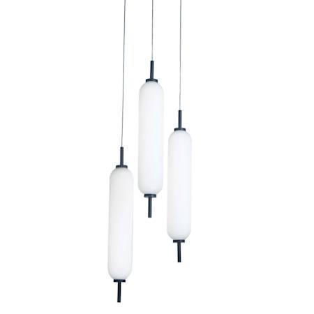 Dainolite Typha 12" Wide LED Multi Light Pendant with White Glass Shades Matte Black / White