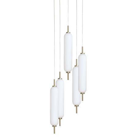 Dainolite Typha 12" Wide LED Multi Light Pendant with White Glass Shades Aged Brass / White