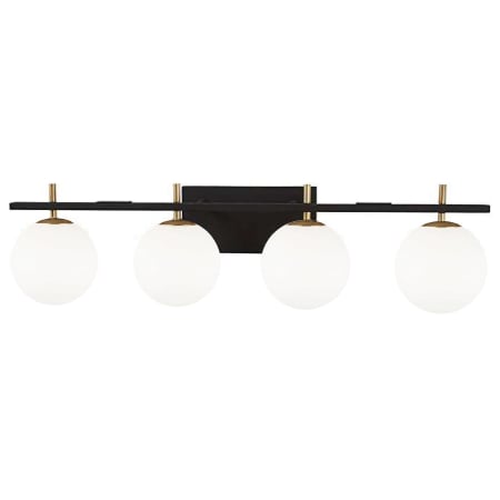 Dainolite Vivaldi 4 Light 33" Wide Bathroom Vanity Light Matte Black / Aged Brass