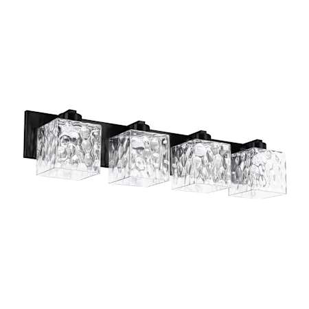 Dainolite Veda 4 Light 31" Wide Vanity Light Matte Black / Clear