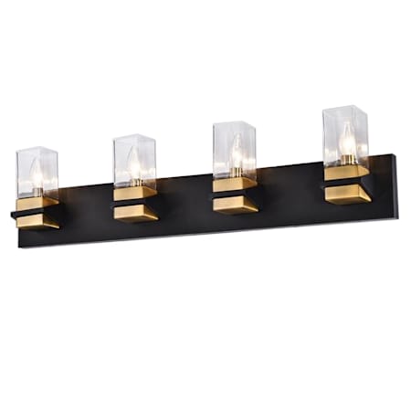 Dainolite Veronica 4 Light 32" Wide Vanity Light Matte Black / Aged Brass