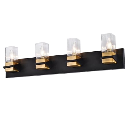 Dainolite Veronica 4 Light 32" Wide Vanity Light Matte Black / Aged Brass