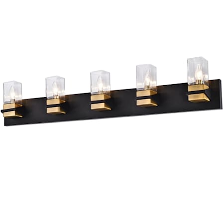 Dainolite Veronica 5 Light 40" Wide Vanity Light Matte Black / Aged Brass
