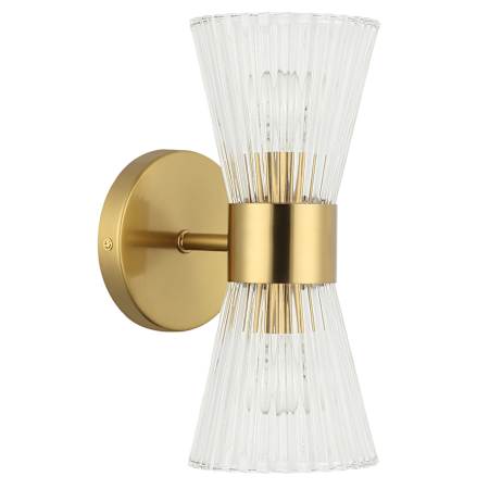 Dainolite Vienna 2 Light 12" Tall Wall Sconce Aged Brass / Clear