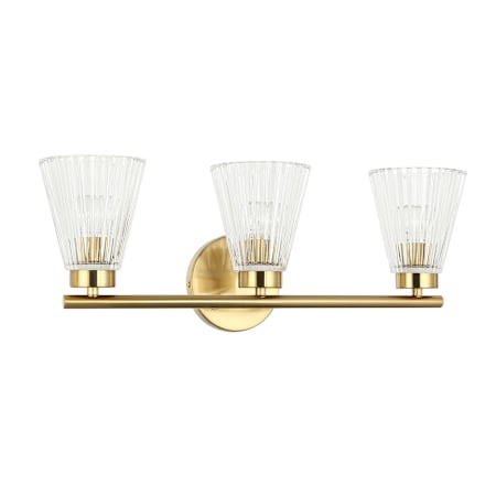 Dainolite Vienna 3 Light 21" Wide Vanity Light Aged Brass / Clear