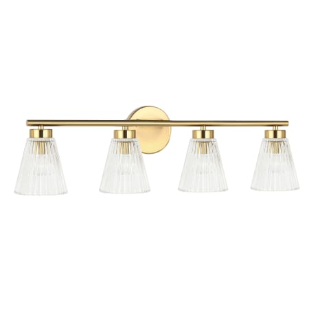 Dainolite Vienna 4 Light 29" Wide Vanity Light Aged Brass / Clear