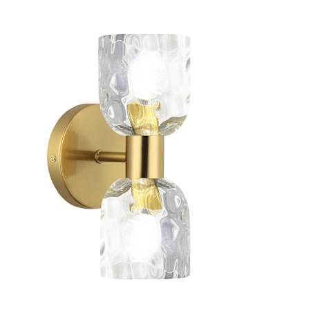 Dainolite Vallora 2 Light 12" Tall Bathroom Sconce with Hammered Glass Shades Aged Brass / Clear