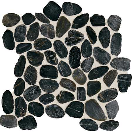 Daltile 12" X 12" Black River Stone Flat Pebble Floor Tile - Sold By Sheet (0.98 SF per sheet) Black River