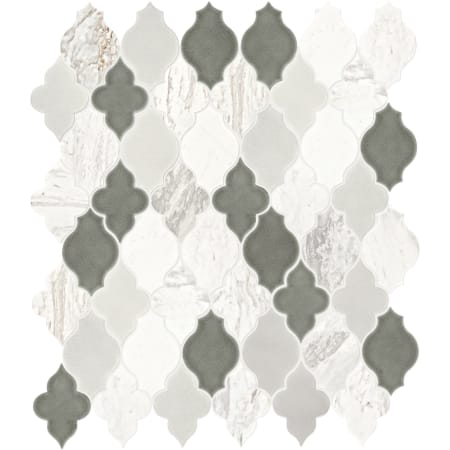 Daltile Raine - 11" x 13" Arabesque Mosaic Ceiling, Floor, and Wall Tile - Polished Marble Visual - Sold by Sheet (0.74 SF/Sheet) Cirrus Storm Blend