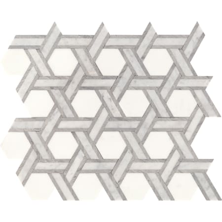 Daltile Fonte - 2" x 6" Hexagon and Trapezoid Mosaic Floor and Wall Tile - Honed Limestone and Marble Visual - Sold by Sheet Heather Harbor Blend