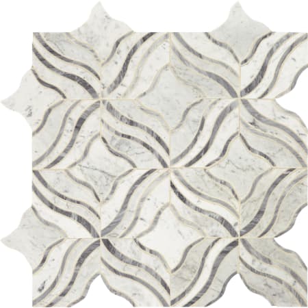 Daltile Lavaliere - 11" x 11" Sheet Varied Wave Mosaic Floors and Wall Tile - Light Polished Marble Visual - Sold by Sheet Carrara White / Bardiglio