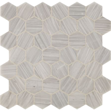 Daltile Fonte - 2" x 2" Hexagon Mosaic Floor and Wall Tile - Honed Marble Visual - Sold by Sheet Nautical Gray