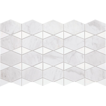 Daltile Perfit Mosaix - 18" x 12" Geometric Floor and Wall Tile - Polished Visual - Sold by Carton (1.34 SF/Carton) Saran White / Thassos