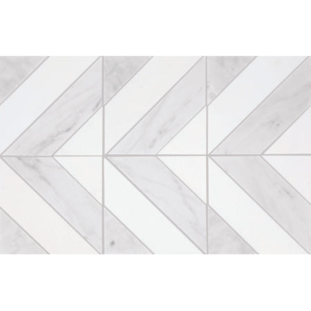 Daltile Perfit Mosaix - 18" x 12" Chevron Floor and Wall Tile - Honed Visual - Sold by Carton (1.46 SF/Carton) Saran White / Thassos