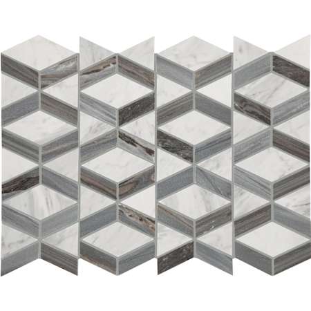 Daltile Perfit Mosaix - 18" x 12" Chevron Floor and Wall Tile - Polished Visual - Sold by Carton (1.62 SF/Carton) Ashen Palissandro / Carrara White