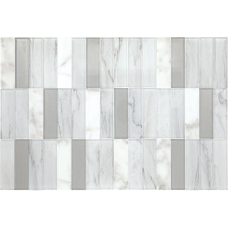Daltile Perfit Mosaix - 1" x 4" Rectangle Floor and Wall Tile - Polished Visual - Sold by Carton (1.51 SF/Carton) White Carrara / Glass