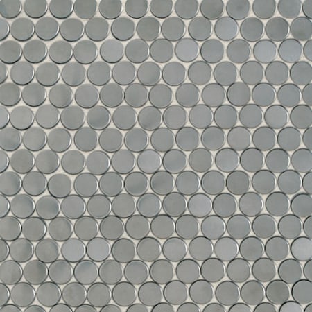 Daltile Metallica - 1" x 1" Penny Mosaic Wall Tile - Polished Metal Visual Brushed Stainless Steel