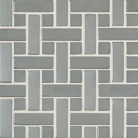 Daltile Metallica - Random Basketweave Mosaic Wall Tile - Polished Metal Visual Brushed Stainless Steel