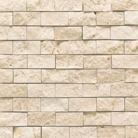 Daltile Travertine - 1" x 2" Brick Joint Mosaic Wall Tile - Textured Travertine Visual - Sold by Sheet (1 SF/Sheet) Baja Cream