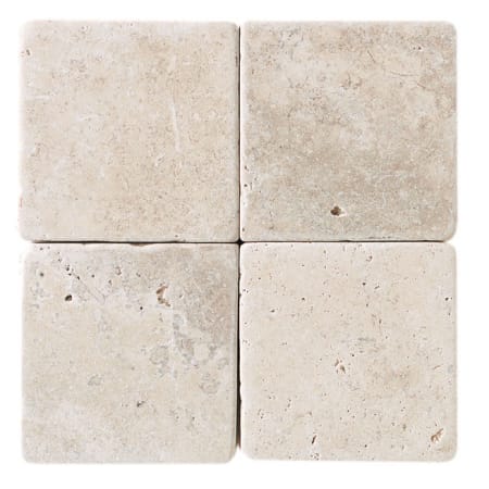 Daltile Travertine - 4" x 4" Square Floor and Wall Tile - Tumbled Visual - Sold by Carton (6.67 SF/Carton) Baja Cream