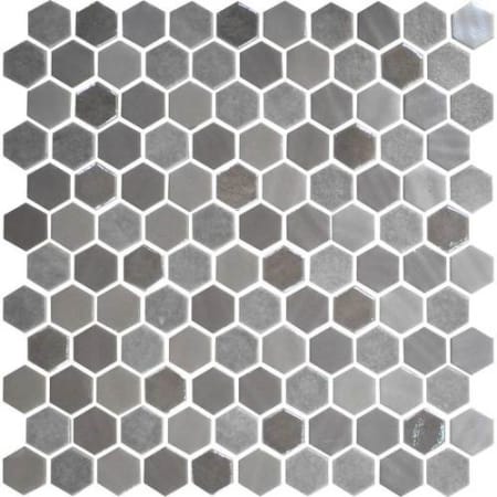 Daltile Uptown Glass - 1" x 1" Hexagon Wall Tile - Glossy Visual - Sold by Sheet (0.94 SF/Sheet) Frost Moka