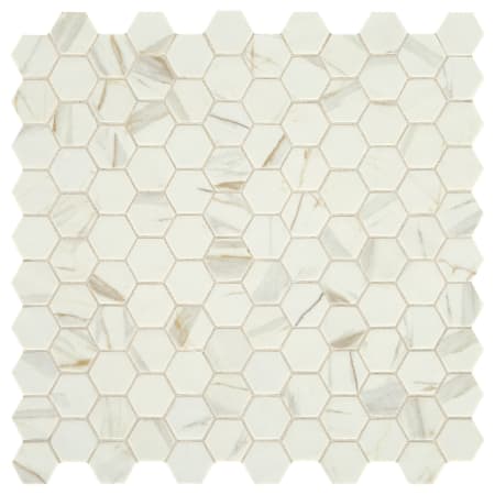 Daltile Uptown Glass - 1" x 1" Hexagon Mosaic Floor and Wall Tile - Matte Marble Visual - Sold by Sheet Posh Spritzer