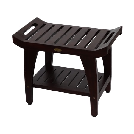 DecoTeak Tranquility 24" Shower Bench with Large Storage Shelf and Lift Aide Arms Woodland Brown