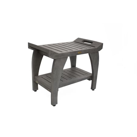 DecoTeak Tranquility 24" Teak Shower Bench with Shelf and Lift Aide Handles Antique Gray