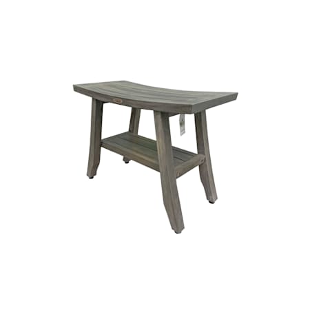 DecoTeak Satori 24" Teak Shower Bench with Shelf Antique Gray