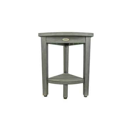 DecoTeak SnazzyCorner 15" 2-Tier Corner Teak Shower Stool with Shelf Antique Gray