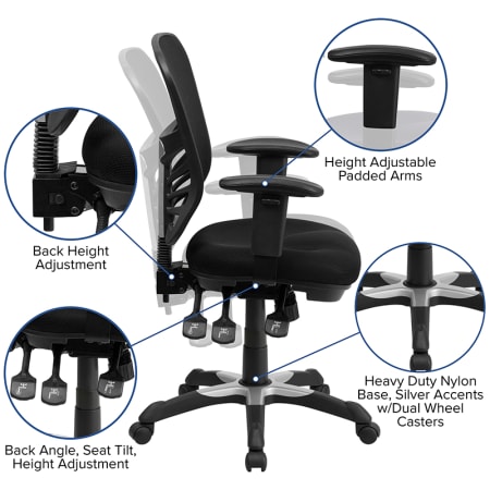 Delacora HL-0001-GG 25.75 Inch Wide Fabric Executive Swivel Chair with ...