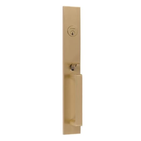 Delaney Montgomery Handleset with 915 Interior Plate and Macon Interior Knob Satin Brass