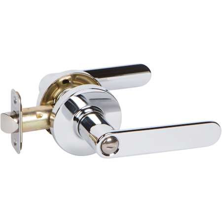 Delaney Contemporary Privacy Door Lever Set with VL Lever and Round Rose Polished Chrome