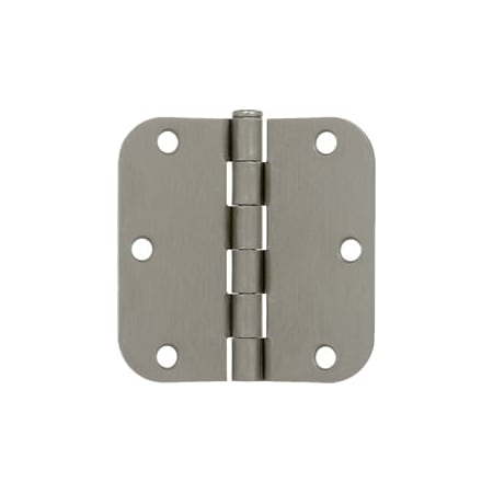Delaney 3.5 Inch x 3.5 Inch Plain Bearing 5/8 Inch Radius Corner Mortise Hinge - Pair Satin Nickel