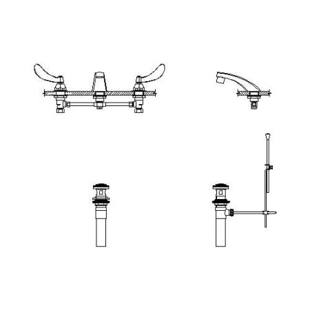 Delta Double Handle 1.5GPM Ceramic Disc Widespread Bathroom Faucet with Blade Handles and 12-45/64" Gooseneck Spout from the Commercial Series Chrome