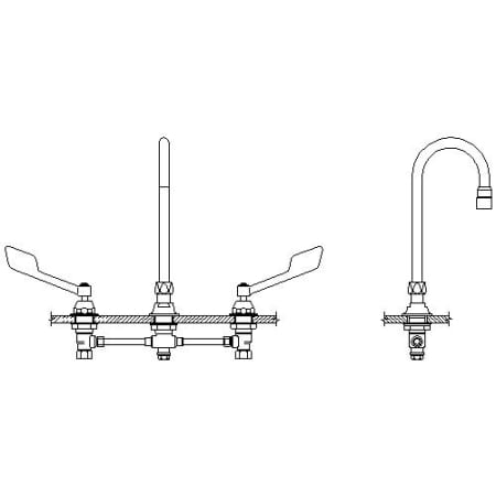 Delta Double Handle 1.5GPM Ceramic Disc Widespread Bathroom Faucet with Wrist Blade Handles Gooseneck Spout and Antimicrobial by AgION from the Commercial Series Chrome