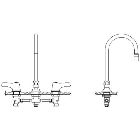 Delta Double Handle 1.5GPM Ceramic Disc Below Deckmount Kitchen Faucet with Lever Blade Handles and 12-45/64" Gooseneck Spout from the Commercial Series Chrome